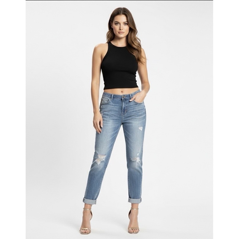 White House Black Market Womens Mid-Rise Girlfriend Light Wash Denim Jeans 14